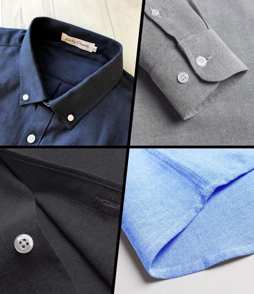 Lucky Charm Shirt Oxford Shirt Dress Shirt Long Sleeve Button Down Clothes Casual Business Black XXL [Lucky Charm] Men's