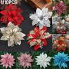 1/10PCS Christmas Poinsettia Glitter Flower Tree Hanging Party Decor
