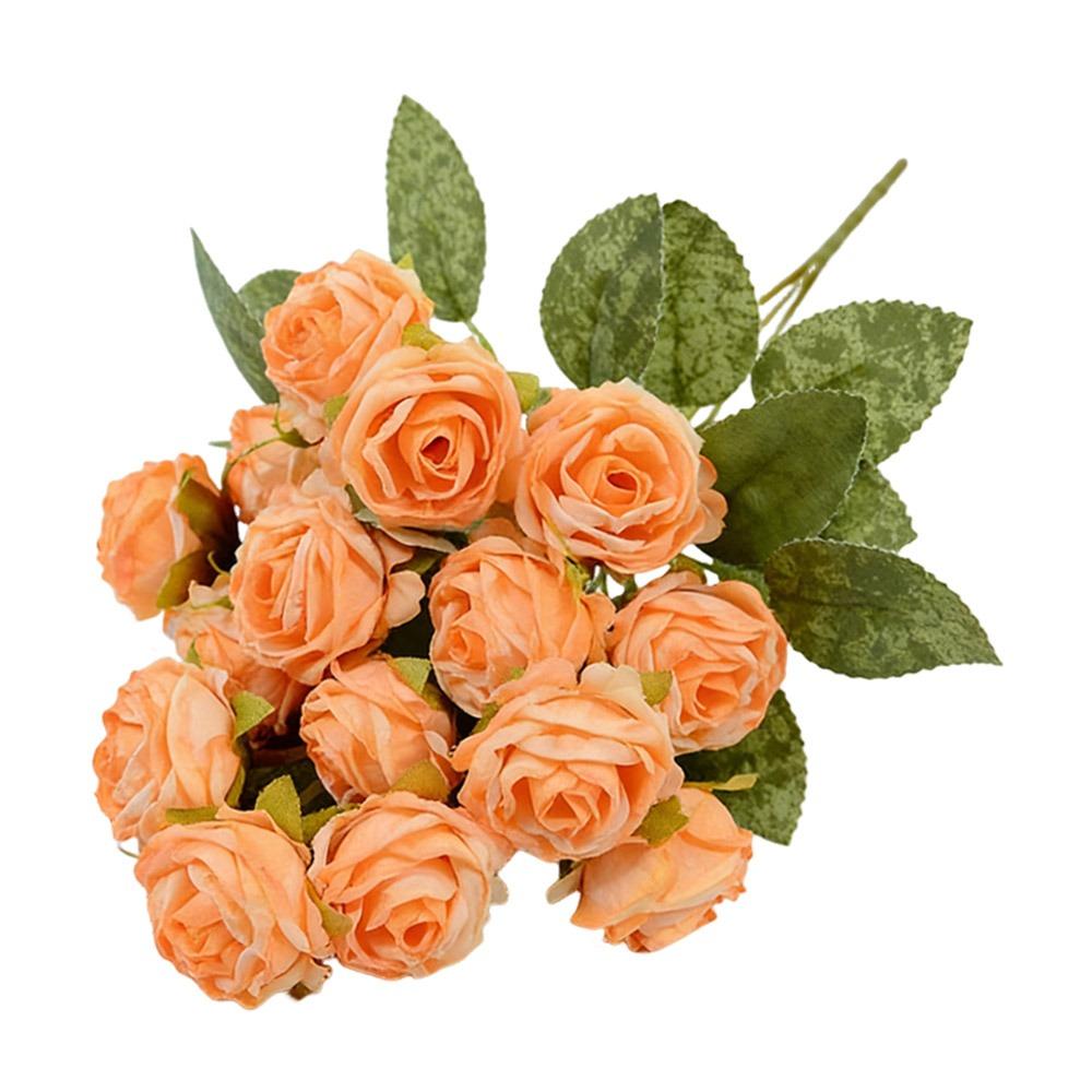 Silk Petals Rose Artificial Flowers 15 Heads Decorative Flower Party Supplies