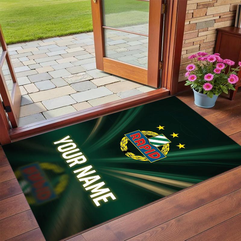 Crystal Velvet Rug Custom Name Text, Soft Non Slip Floor Mat Home DecorRapid Wien FC