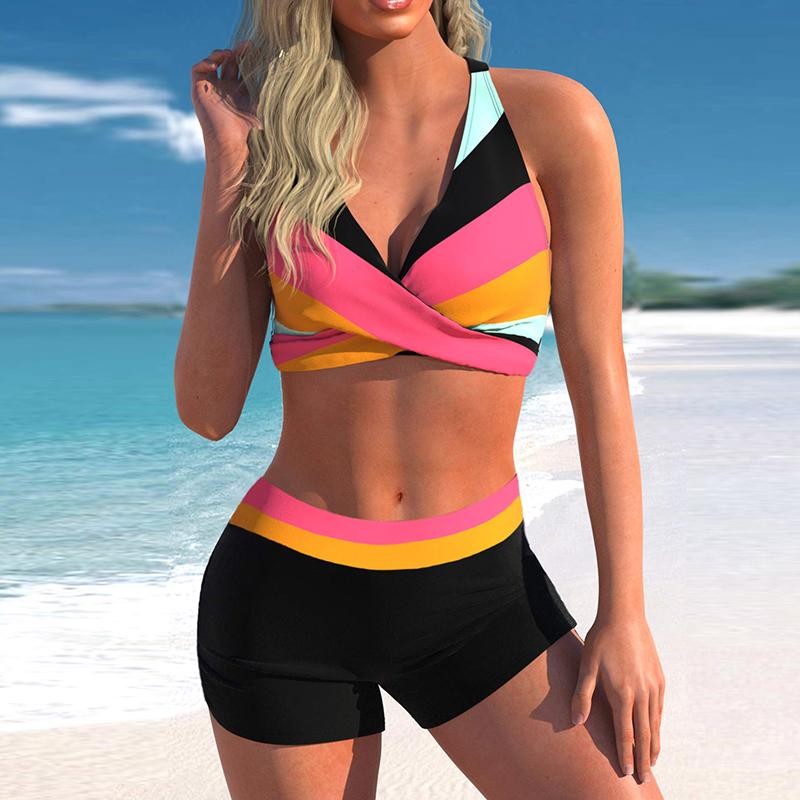 Women's Halter Bikini Tankini Swimsuit Oil On Canvas Print Swimsuit