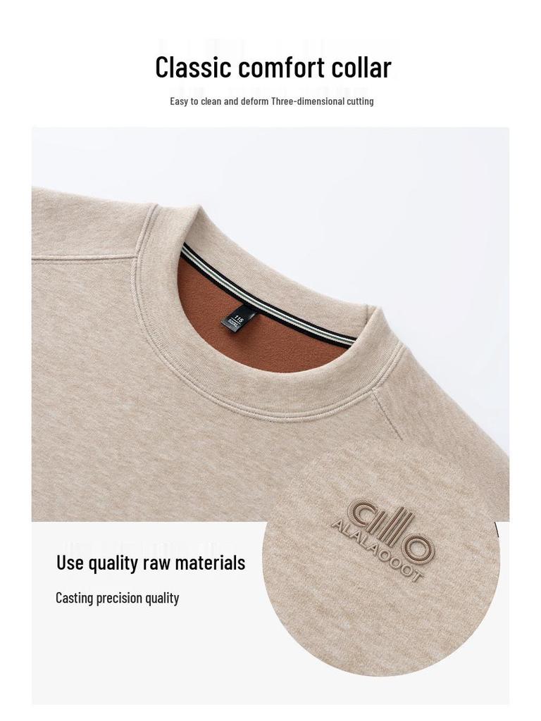 Мужская модная худи с круглым вырезом и длинным рукавом, 2025 Зима - Трендовая, универсальная, однотонная, повседневная одежда