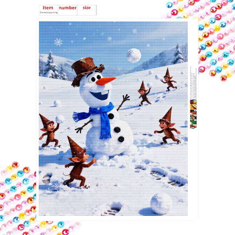 Disney 5D diamond painting set DIY handmade diamond painting art production Olaf and Snowball Fight diamond decorative painting