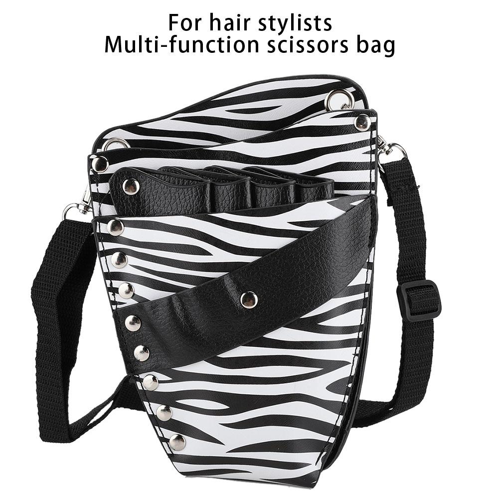 PU Leather Scissors Waist Bag Hair Clip Comb Hairdressing Tool Storage Bag (BlackWhite