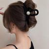 2023 Elegant Black Pearl Velvet Hairpin: Large Shark Clip for Autumn/Winter