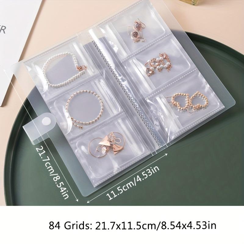 Portable Jewelry Organizer Album with Transparent Pockets-Organizer for Earrings,Rings,Necklaces-Anti-Oxidation Zipper Seal Bag.