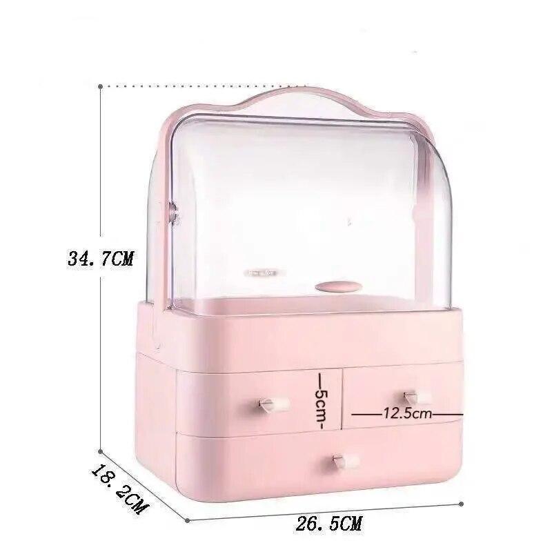 Trendy Dustproof Drawer-style Cosmetic Storage Box Desktop Organizer Skincare Products Comb Tabletop Makeup Holder Rack