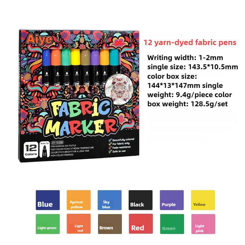 12/24pcs/set Color Fabric Marker Pen Washable Markers Markers Set  School Supplies Art Supplies for Artist