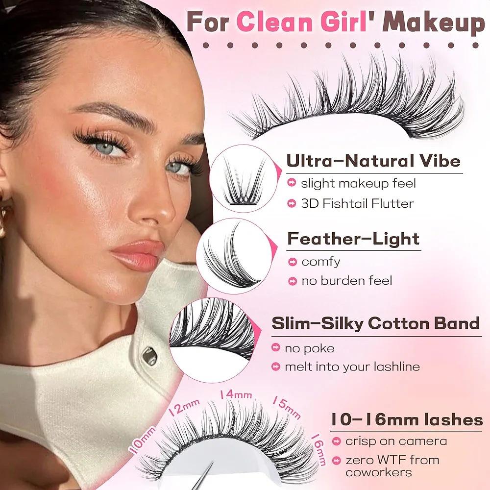 Large Capacity Self-Grafting False Eyelashes 10-16Mm Mixed Single Cluster Diy Extension Eyelash Set