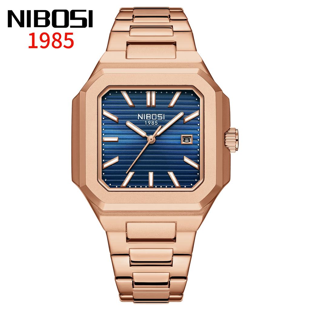 Светящиеся квадратные мужские часы Водонепроницаемые деловые мужские часы Нержавеющая сталь Кварцевые Роскошные мужские часы