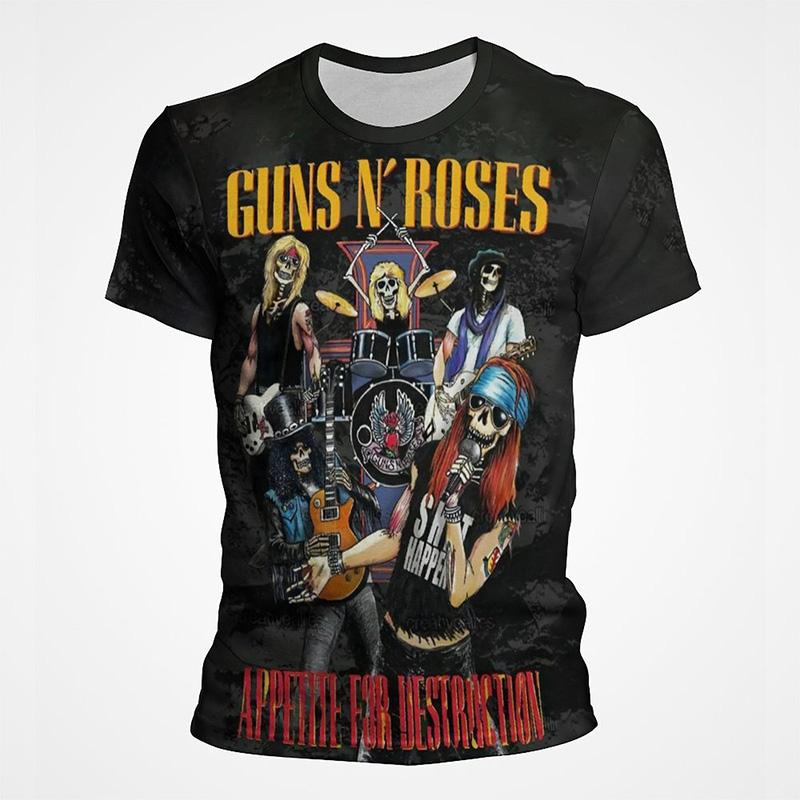 Футболка Guns N Roses с черепом для мужчин и женщин, футболки в стиле хип-хоп, панк, хард-рок, уличная одежда, летние популярные винтажные повседневные футболки с короткими рукавами