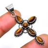 Tiger Eye Gemstone 925 Silver Plated Handmade Jewelry Pendant 1.89"