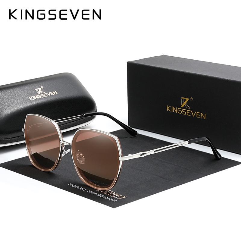 Kingseven Женские солнцезащитные очки с поляризационными градиентными линзами, роскошные женские солнцезащитные очки из нержавеющей стали с бабочкой, аксессуары