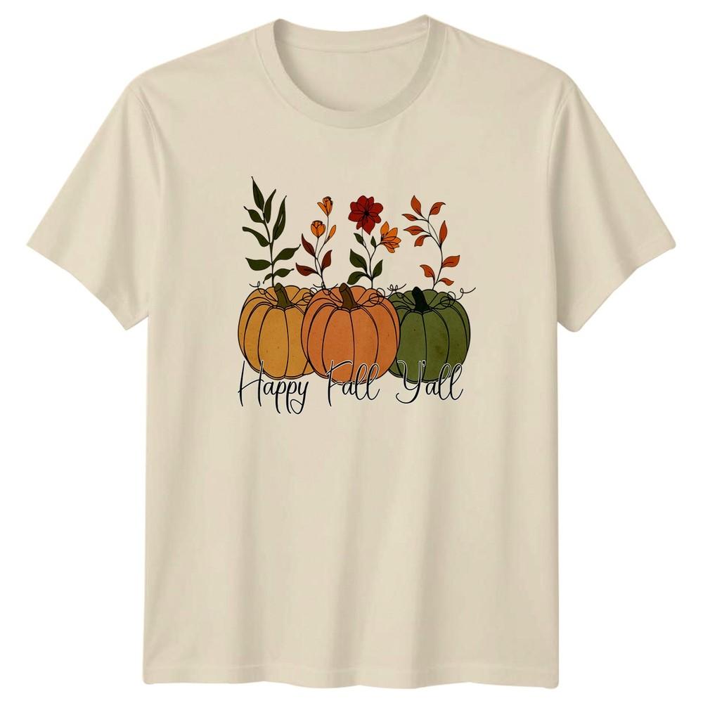 Happy Fall Yall Unisexs TShirt Pumpkins Autumn Thanksgiving Gift For Her