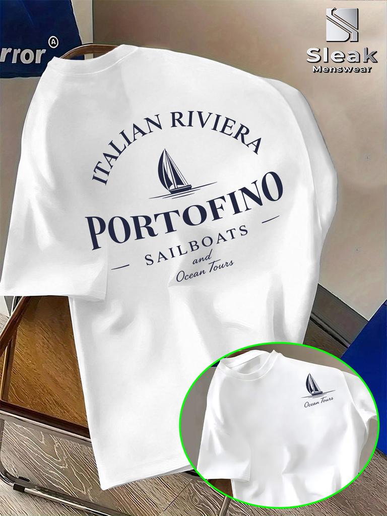2026 New Cotton T Shirt 2026 New Print T Shirt Unisex Portofino Italian Riviera Sailboat Print Casual Streetwear Tops