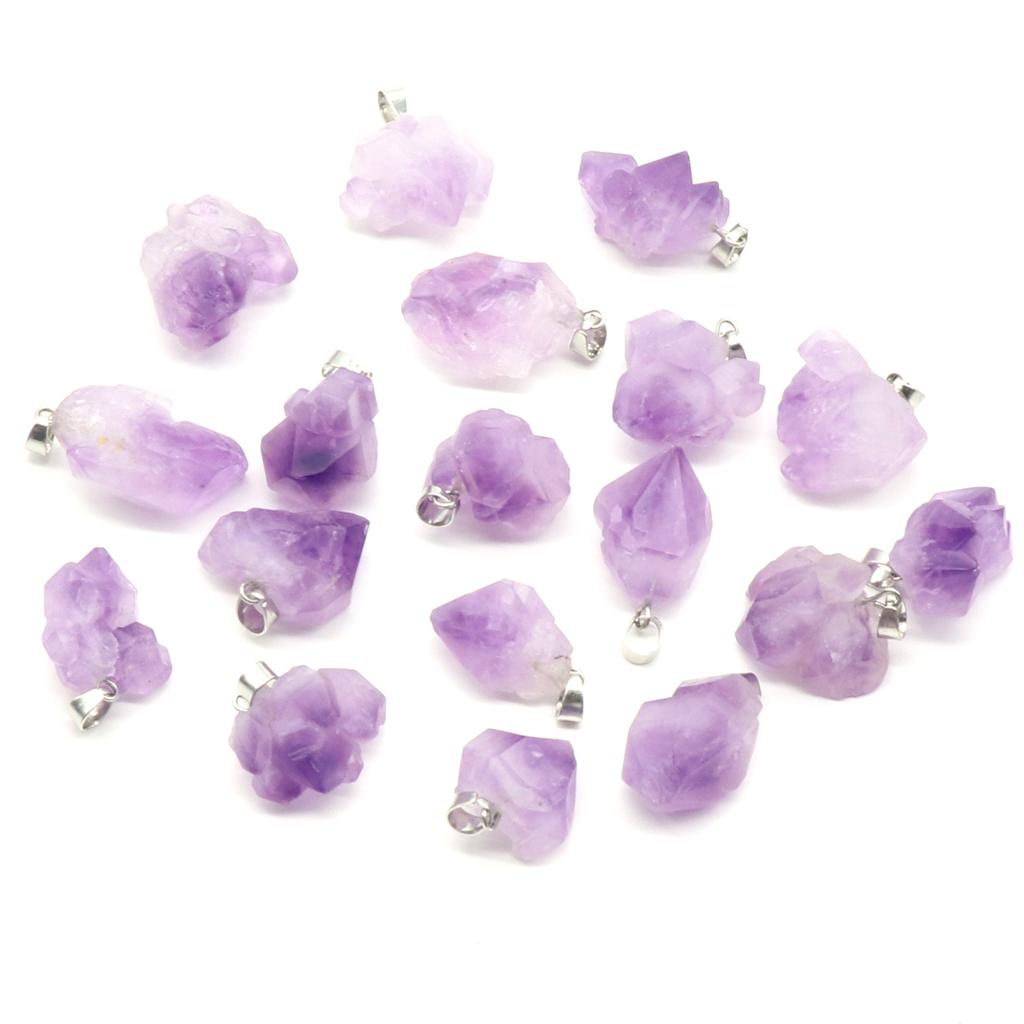6Pcs, Raw Amethyst Pendant, Irregular Natural Crystal Jewelry for Women & Teens | Spiritual Healing, Anxiety Relief Gifts | Boho 2025 (Viral TikTok)