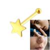KODY PIERCING Пирсинг в носу из цельного золота 14 карат с драгоценным камнем в виде звезды - Качественный пирсинг