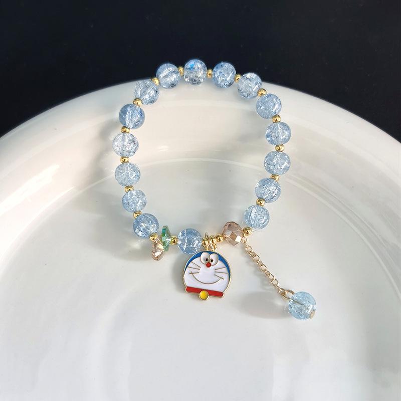 Браслет из бисера и кристаллов Sanrio Popcorn: Мультяшный брелок «Клубничный медведь и Куроми» - Идеальный рождественский подарок для лучших подруг