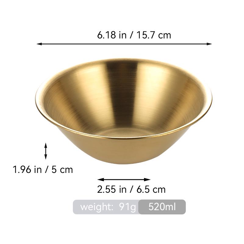 Салатник из нержавеющей стали корейской V-образной формы золотого цвета - однослойный, с закатанным краем, миска для хот-пота, приправ или закусок для ресторанов.