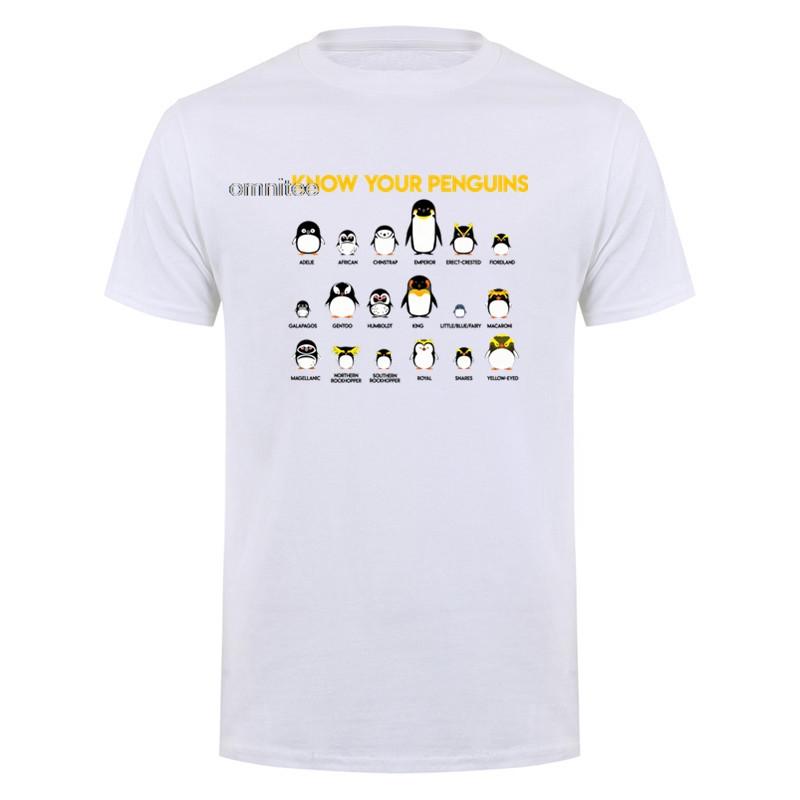 Know Your Penguins T Shirt Funny Penguin Species TShirt Cool Gift Streetwear Short Sleeve T Shirt Tops HJ018