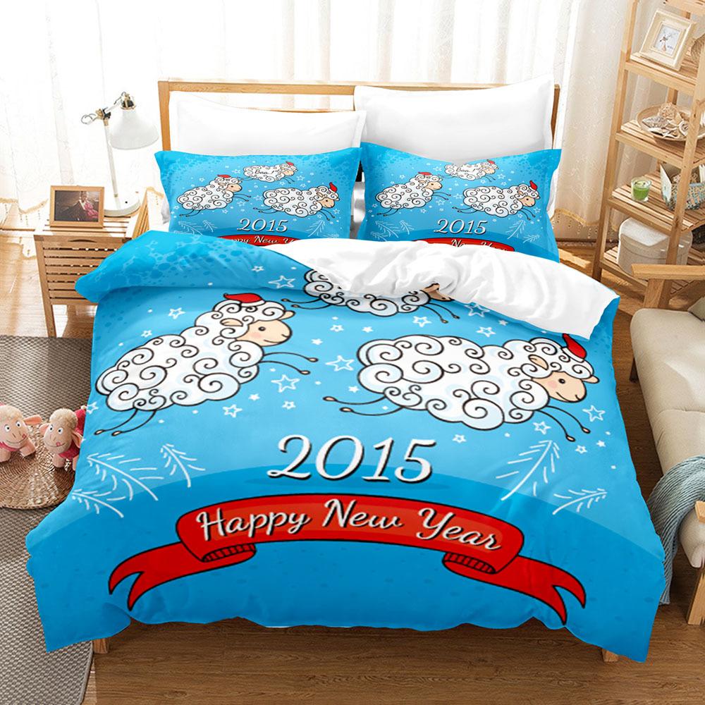 Комплект постельного белья с изображением животных, мультяшный узор в виде белой овцы, кавайный, King Queen Twin, полный размер для детей и подростков, комплект постельного белья из полиэстера