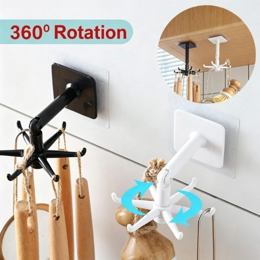 1/2Pcs Kitchen Hook Multifunctional Hook 360 Degree Swivel Rack Bathroom Wall Door Hook Bracket And Storage Spoon Rack Accessory