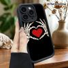 Phone Case: 2D Flat, Suitable for iPhone 18 17 16 15 14 13 12 Pro, Featuring a Skeleton Hand Making a Heart, Perfect Christmas and Halloween Holiday G
