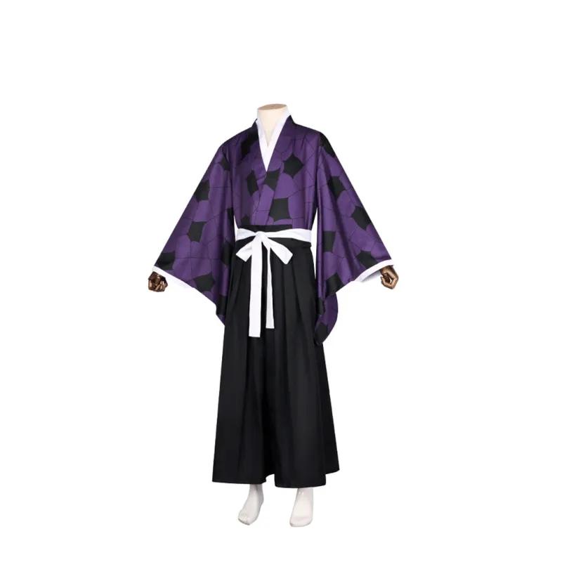 Anime Demon Slayer Kokushibo Costume Kokushibo Cosplay Kimono Tattoo Wig Halloween Party Carnival Role Play Outfits Wigs