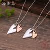 Heart-to-heart Two-color Love Pendant, Fashionable Size Heart-shaped Small Fresh Women's Simple Necklace