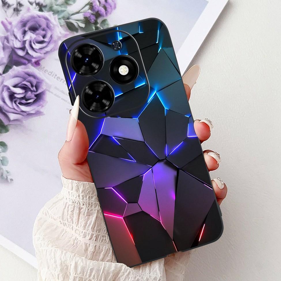 Для Tecno Spark Go 2024 BG6 Задняя крышка Для Tecno Spark Go 2024 Чехол Модный Роскошный Цветы Милый Мультяшный Кот Ударопрочный Силиконовый