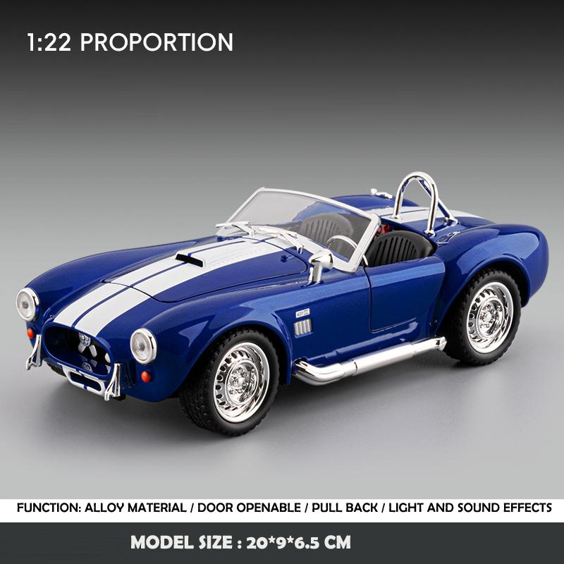 Моделирование 1:Классическая модель автомобиля Shelby AC Cobra в масштабе 22 из сплава со звуком и светом, коллекционная, литая металлическая миниатюра Voiture