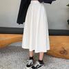 Женская белая длинная юбка Модные карманы Плиссированные юбки до колена Осень 2024 Новые Повседневные Элегантные С высокой талией А-силуэта Женские юбки