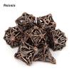 7 Pcs Copper Leaf Flower Metal Dice Hollow Metal Polyhedral Dice Set Suitable for Role-Playing RPG  Board Game Card Game