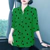 Polka Dot Shirt Women's Summer Short Sleeved Casual Shirt Mid Sleeved Top
