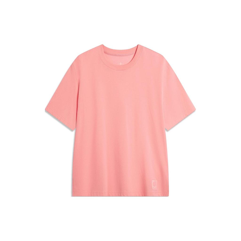 Li Ning China Color Series Solid Color Round Neck Casual Short Sleeve T-Shirt Men Tops Camellia-Pink AHSU297-8