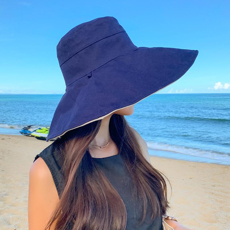 Hat room oversized brim face covering bucket hat women's summer UV protection sun hat sun protection travel versatile