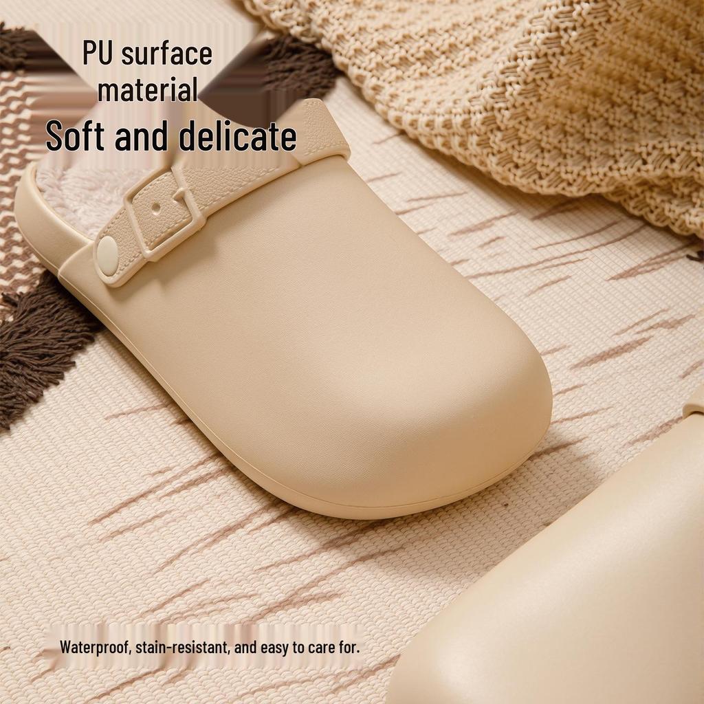 Женские и мужские водонепроницаемые нескользящие домашние хлопковые тапочки - Простые, с закрытым носком, теплые для зимы, подходят для пар