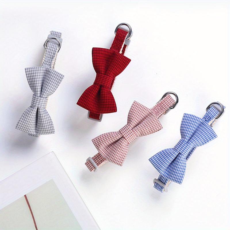 1 Pet Collar with Bow Adjustable Plaid Cat Collar Safety Buckle, Small Dog and Cat Collar Suitable for Holiday and Daily Wear