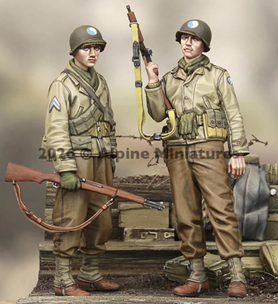Alpine Miniatures Вторая мировая война Армия США 29-я пехотная дивизия Пехотный набор Смоляной набор AM35335 1/35 (2 фигурки)