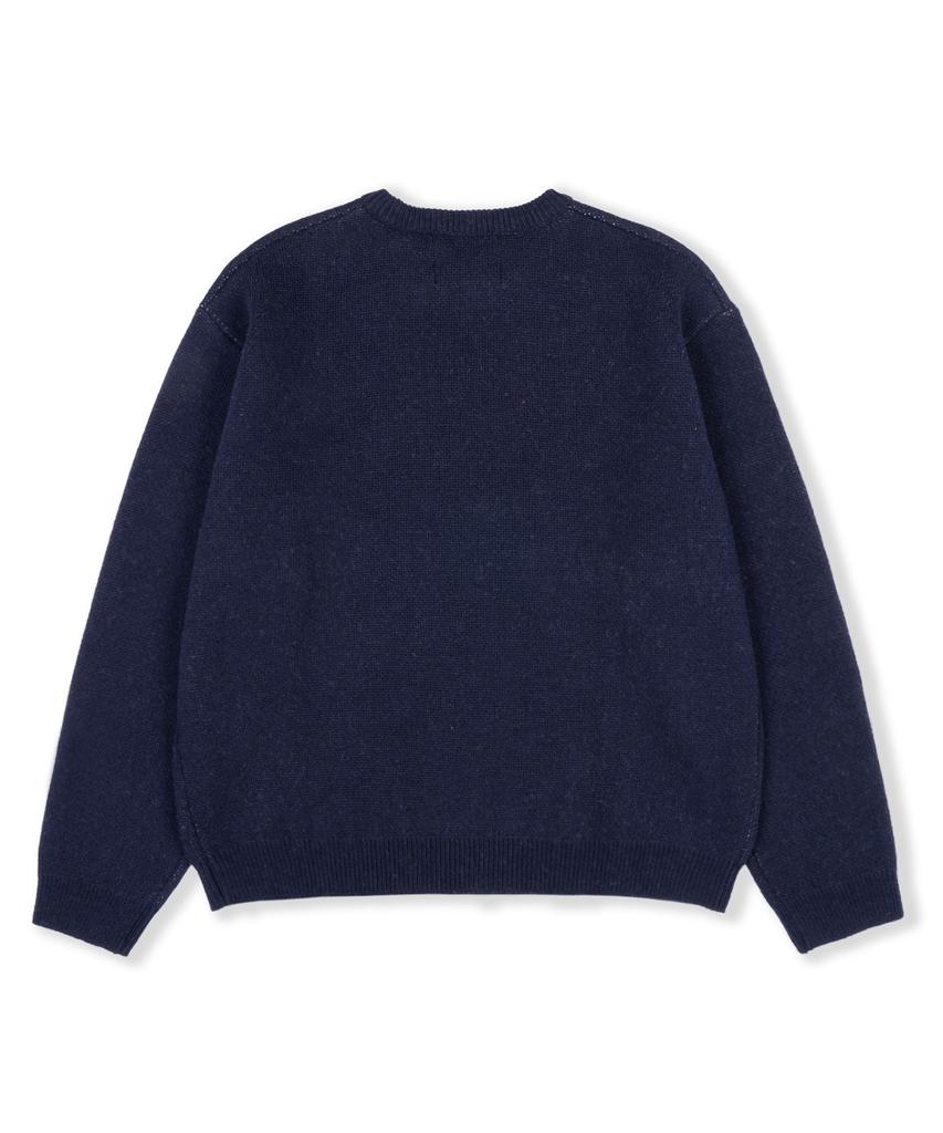 YESEYESEE Wid X Y.E.S Dog Graphic Knit Pullover Navy