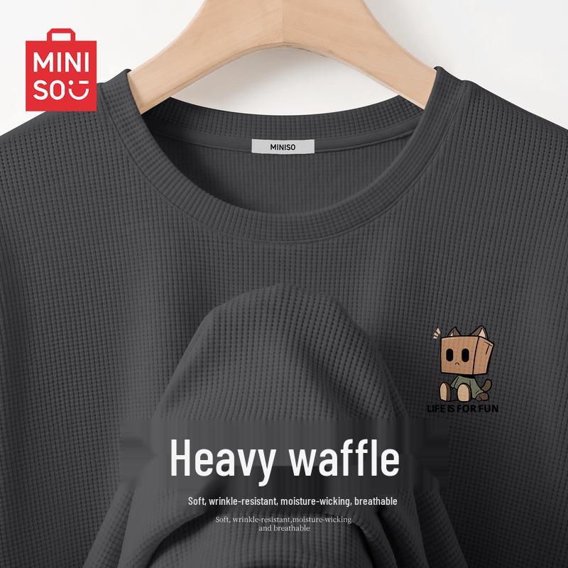 MINISO Men's Premium Waffle Knit Breathable T-Shirt