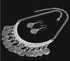 Retro European & American Rhinestone Carved Coin Tassel Necklace - U-Shaped Clavicle Chain Jewelry
