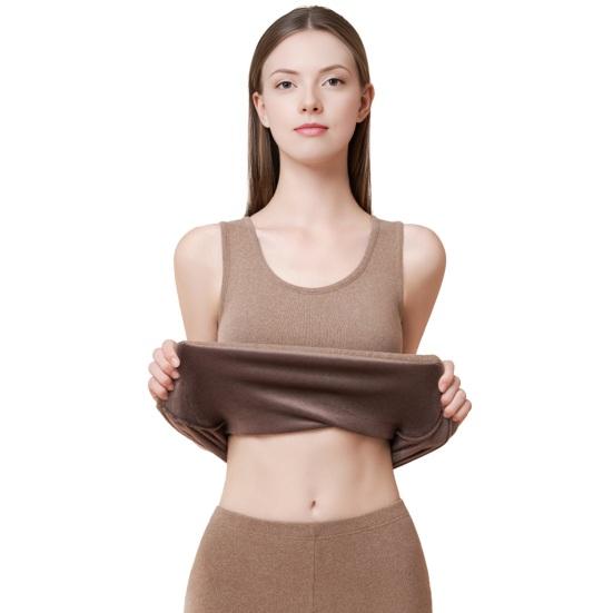 Thermal Tank Top for Women Fleece Lined Sleeveless Undershirt Crew Neck Camisole Warm Base Layer Slim Fit Underwear Tops