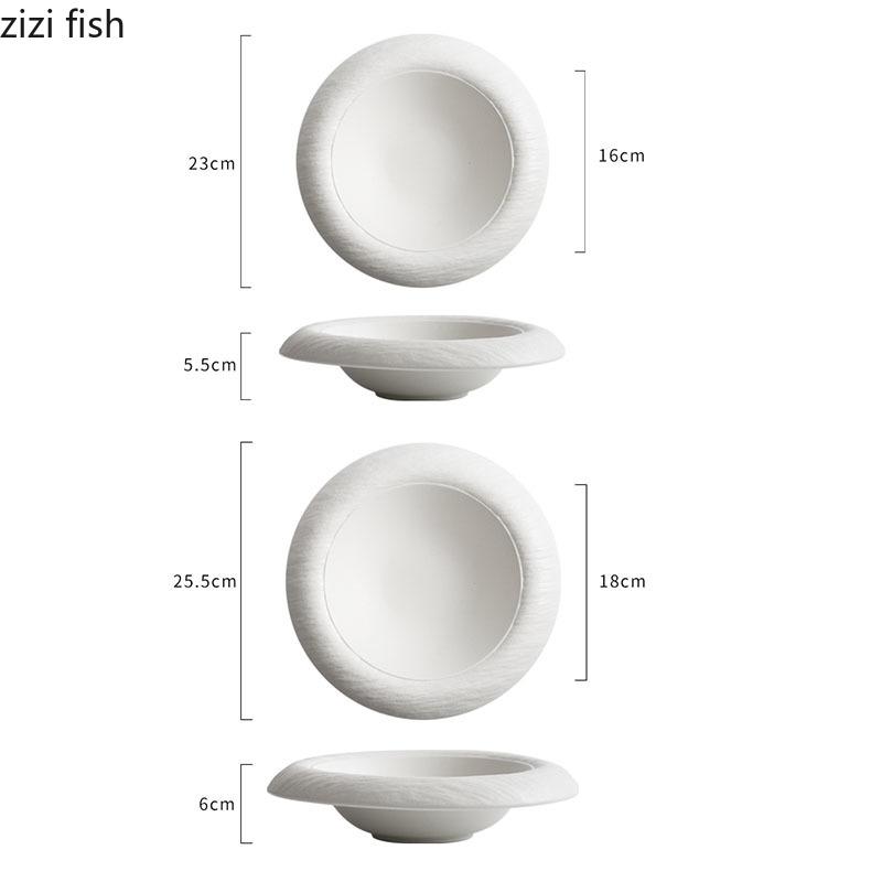 Solid Color Rock Texture Ceramic Soup Bowl Restaurant Dessert Bowl Salad Bowl Pasta Bowls Molecular Food Specialty Tableware