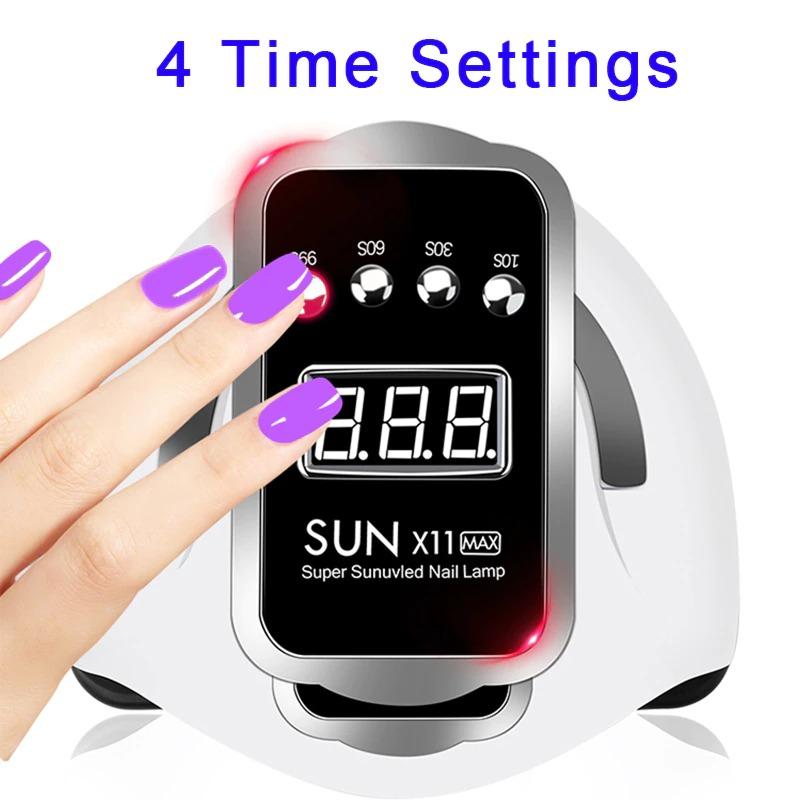 НОВАЯ УФ-светодиодная лампа SUN X11 Max, сушилка для ногтей, умная сенсорная лампа для ногтей, 66 светодиодов, УФ-лампа, гель-лак, полоски для ногтей, ЖК-дисплей, профессиональная лампа для ногтей