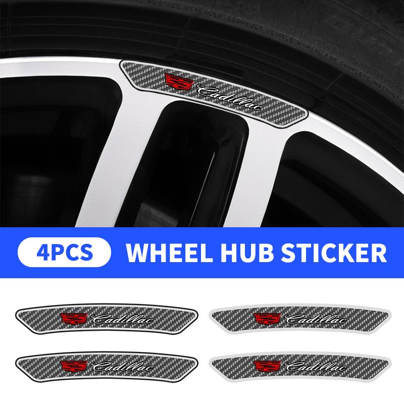 4pc Carbon Fiber Car Wheel Rim Stickers Auto Refit Accessories for Cadillac Escalade CTS CT5 XT5 XTS XLR BLS SLS STS SRX Deville Ng3
