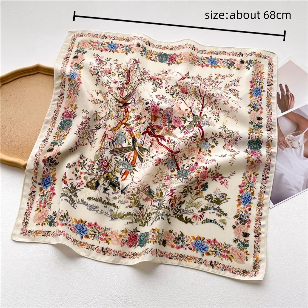 Floral Print Square Scarf Breathable Lady Scarves Headband Fashion Handkerchief