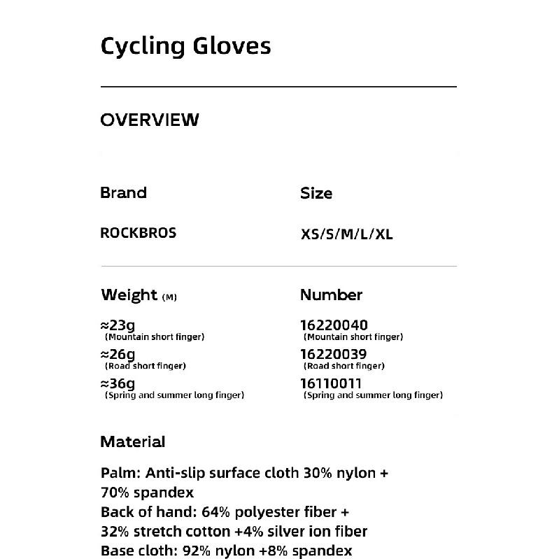 ROCKBROS Cycling Gloves Half Finger Breathable MTB Road Bike Gloves Shock Absorption Thickened Palm Pad Anti-slip Bicycle Gloves
