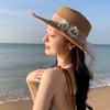 Летняя шляпа женская кружевная с бантом солнцезащитная теневая соломенная шляпа летняя для путешествий отпуска пляжная шляпа шляпа от солнца