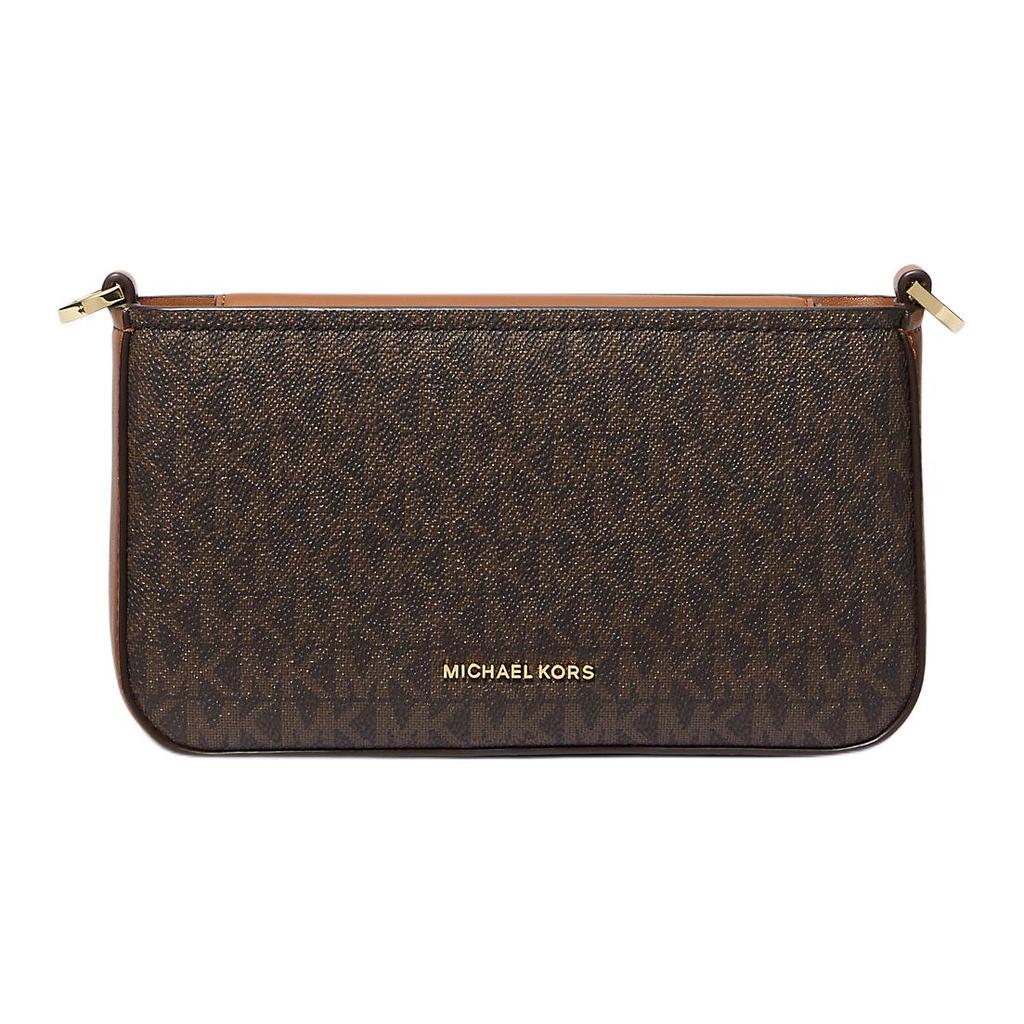 Michael Kors MK Bryant Сумка через плечо на кнопке из покрытого холста Маленькая унисекс-сумка Коричневая 32S5GYTU0B-252